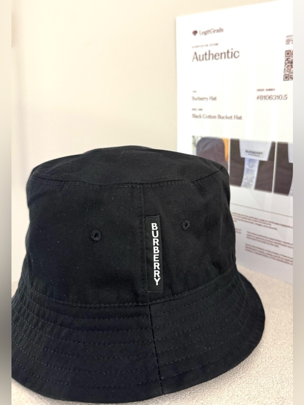 BURBERRY Black Cotton Bucket Hat Size M Fits Small Authenticated COA Included - Picture 7 of 7